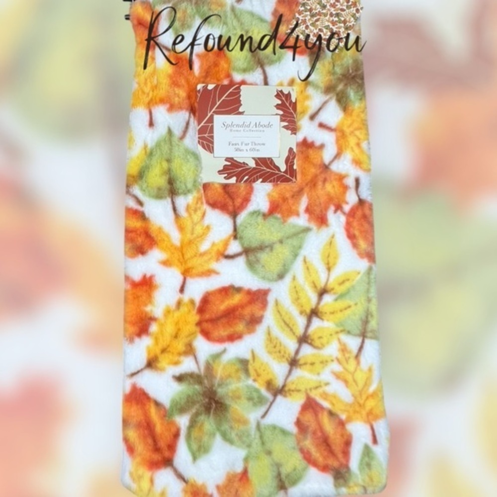 Splendid Abode - ‘Autumn Leaves’ Faux Fur Throw. 50” x 60”. NWT. Firm!